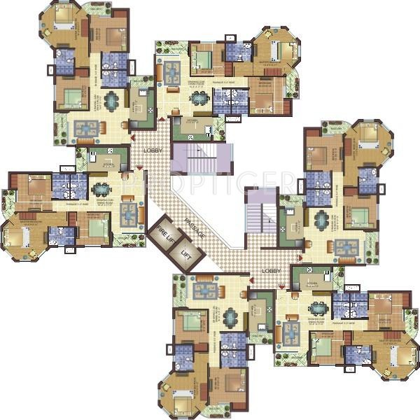 Oxirich Construction Towers View Typical Cluster Plan