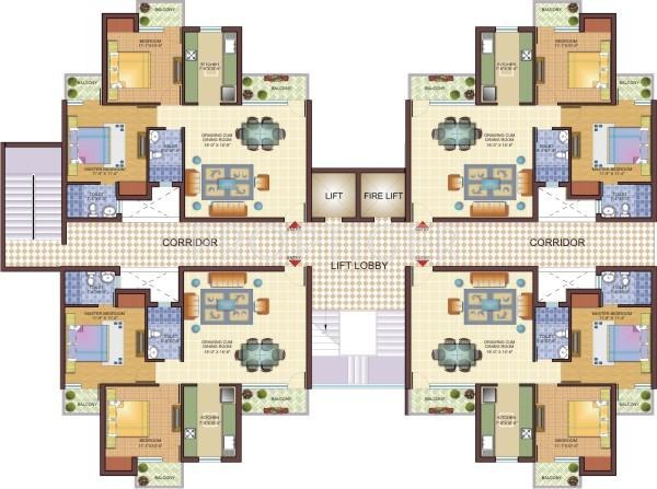 Oxirich Construction Towers View Typical Cluster Plan