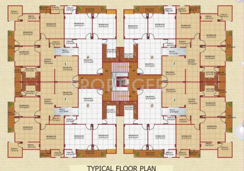 shriram-colonizers-and-developers ruj-apartments Ruj Apartments Cluster Plan from 1st to 4th Floor