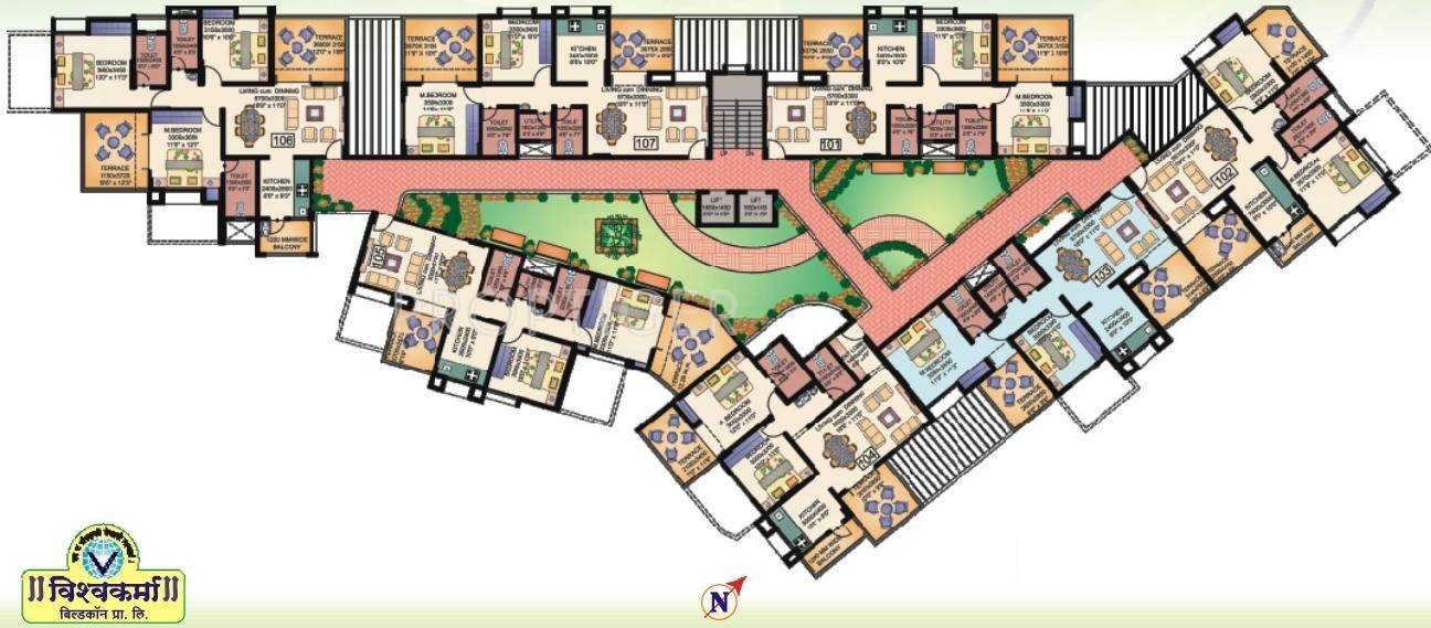 Vishwakarma Builders Ranjana Residency Phase 2 1st to 4th Floor Cluster Plan