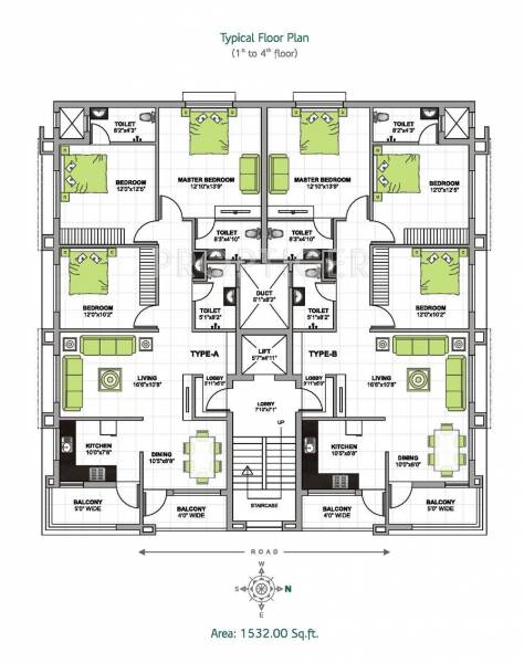 View-1st-Floor-To-4th-Floor-Cluster-Plan Gurumurty Constructions Park Residency View-1st-Floor-To-4th-Floor-Cluster-Plan