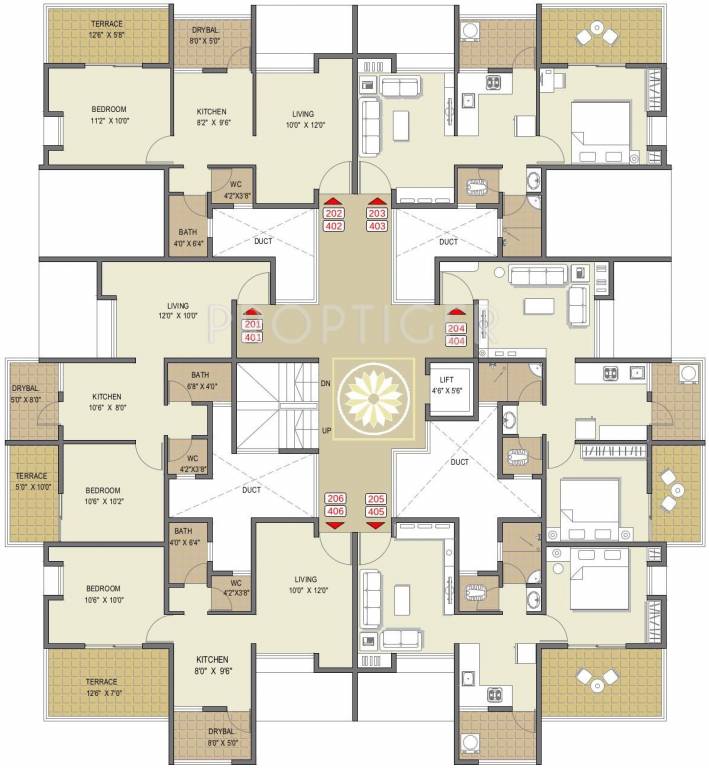 gardenia Single Tower Cluster Plan