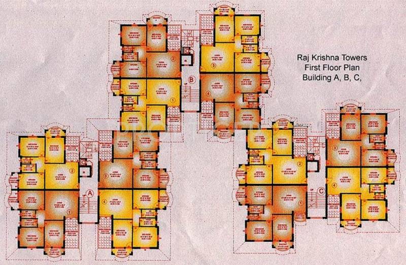 Raj Housing Raj Krishna Towers Block A,B & C Typical Cluster Plan