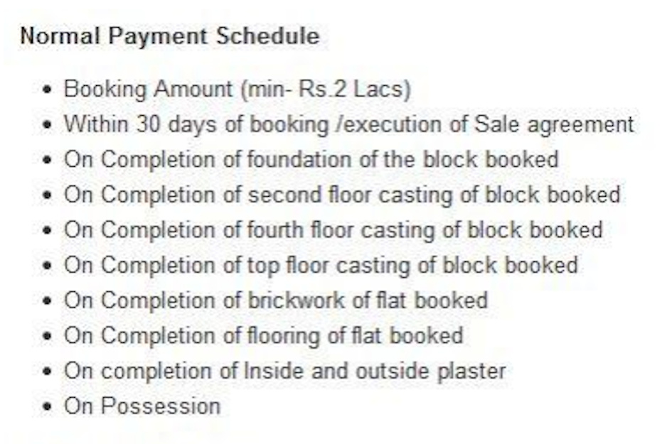 panchsheel-vatika Construction Linked Payment (CLP) Payment Plan