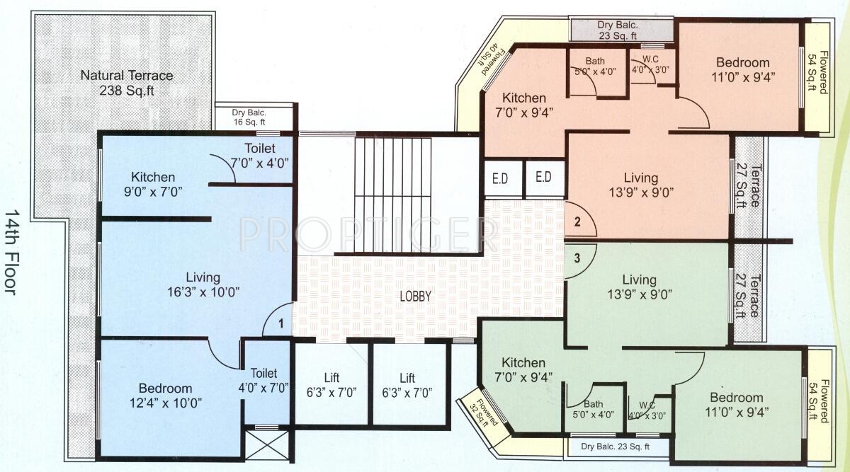 Dev Enterprises Amrut Height View 14th Floor Cluster Plan