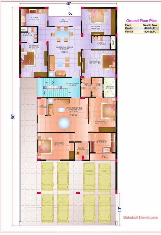 Bahubali Developers Residency 1 Ground Floor Cluster Plan