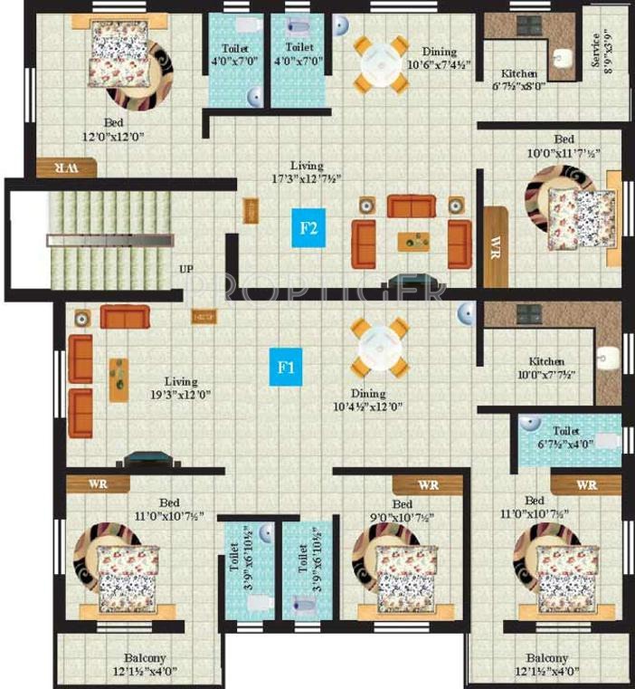 Anandam Foundations Platinum Block A,B&C 1st Floor Cluster Plan