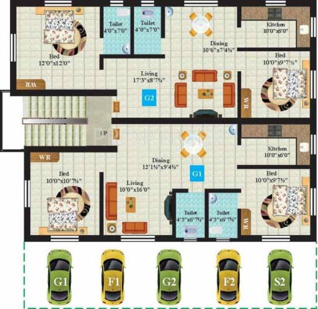 Anandam Foundations Platinum Block-A Ground Floor Cluster Plan