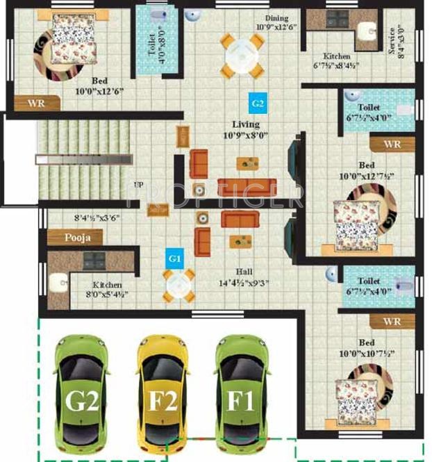 Anandam Foundations Platinum Block B Ground Floor Cluster Plan