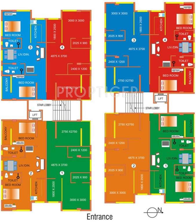 BGA Realtors Aloloka Madhulika Block A&B Typical Floor Cluster Plan