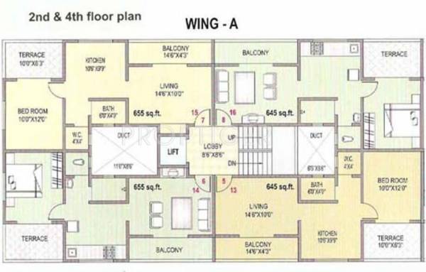 Sumeru Buildcon Vaijnath View Wing A, 2,4 Floor Cluster Plan