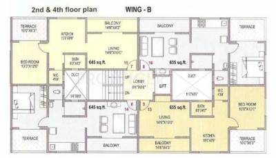 Sumeru Buildcon Vaijnath View Wing B, 2,4 Floor Cluster Plan