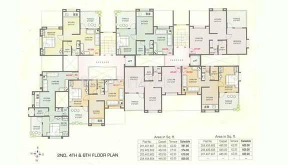 Sumeru Buildcon Sourabh Residency View 2,4,6 Floor Cluster Plan