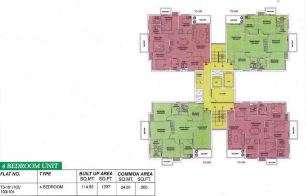  sushant-apartment Cluster Plan
