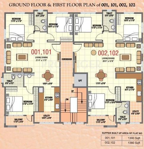 Metro Properties Sai Sree Elina Cluster Plan of Ground and First Floor