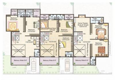 Gangwani Constructions Pvt Ltd Gokuldham Krishna Row House First Floor Cluster Plan