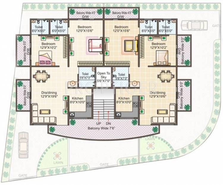 Gangwani Constructions Pvt Ltd Shyama Apartment First Floor Cluster Plan