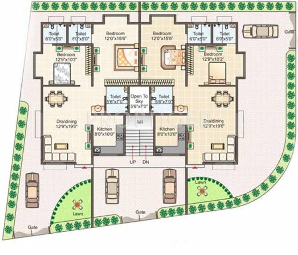 Gangwani Constructions Pvt Ltd Shyama Apartment Ground Floor Cluster Plan
