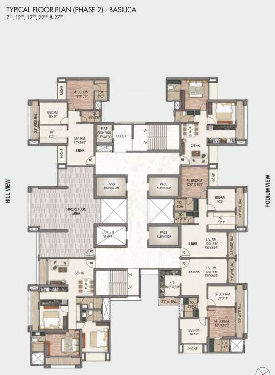  sai world city Basilica Cluster Plan For 7th, 12th, 17th, 22nd, 27th Floor