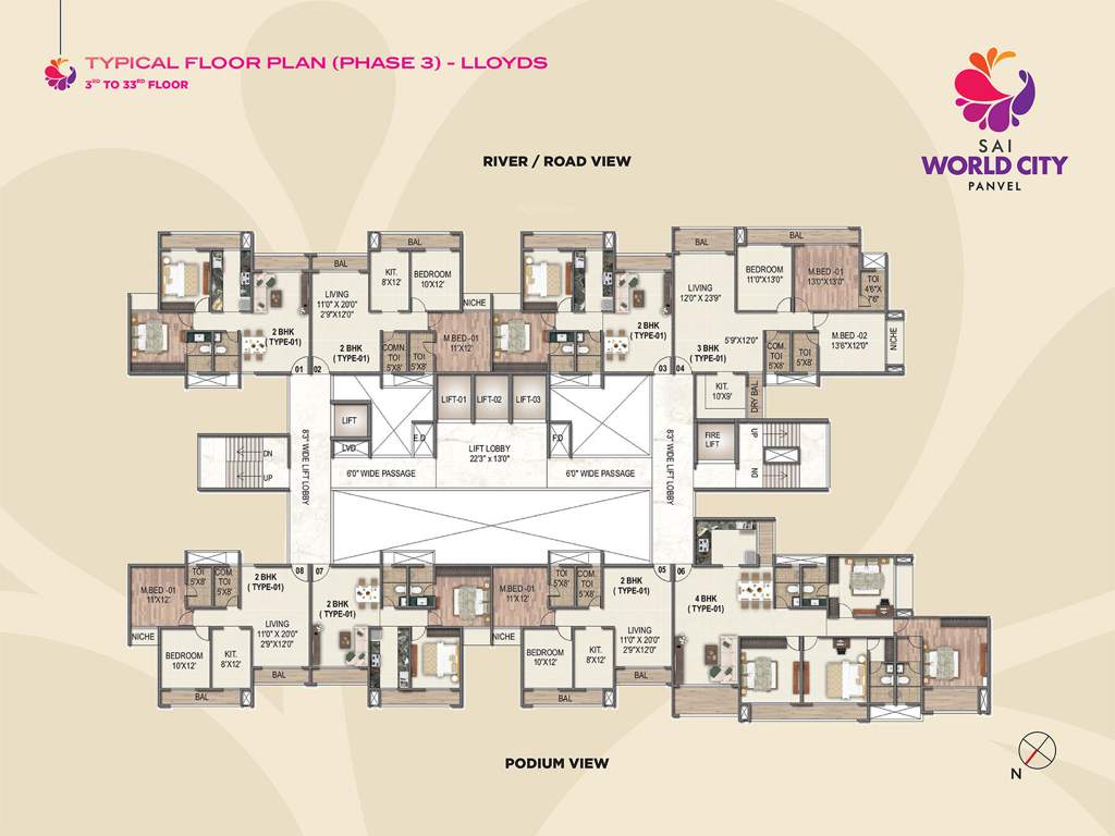  sai world city Lloyds Cluster Plan From 3rd To 33th Floor