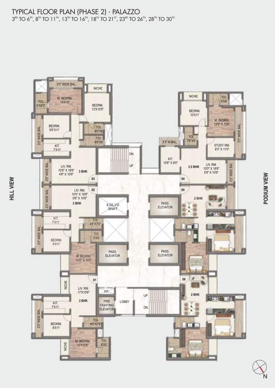  sai world city Palazzo Cluster Plan From 3rd to 30th Floor Except 7th, 12th, 17th, 22nd, 27th Floor
