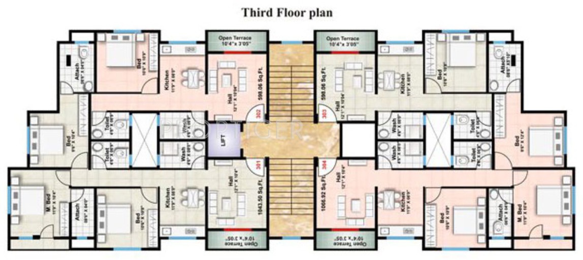 shree ganesh constructions enclave Enclave Cluster Plan for 3rd Floor