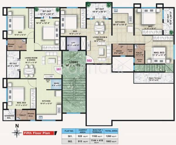 shree-ganesh-constructions orchid Orchid Cluster Plan for 5th Floor