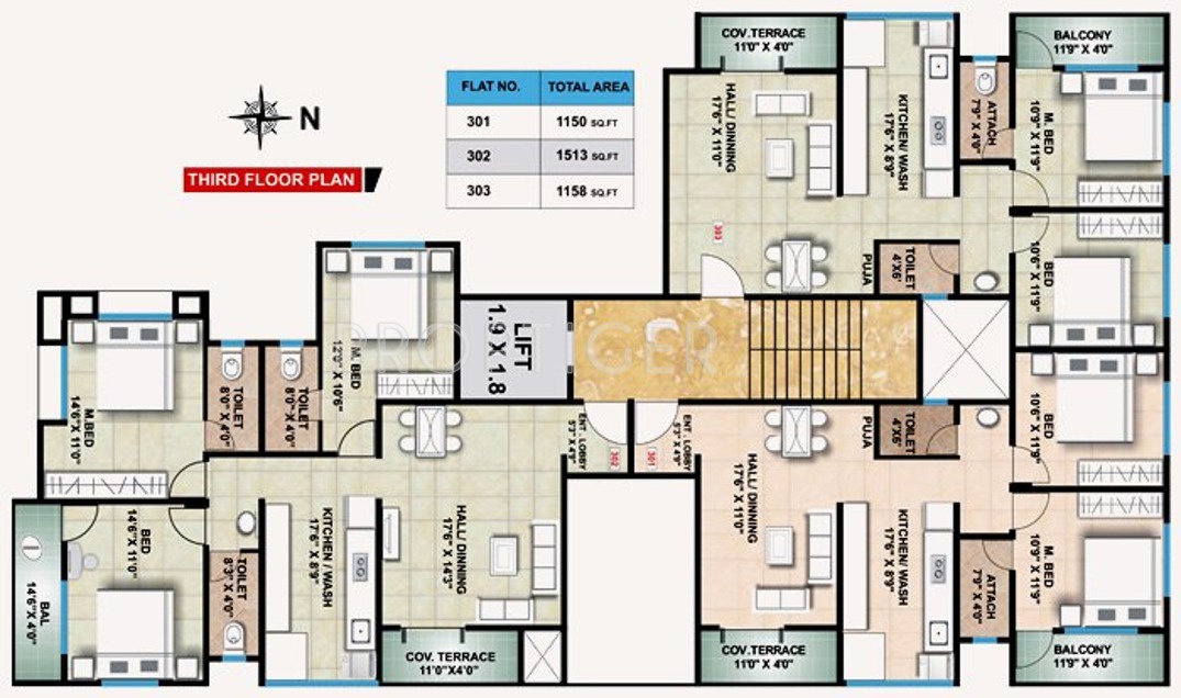 shree ganesh constructions avenue Avenue Cluster Plan for 3rd Floor