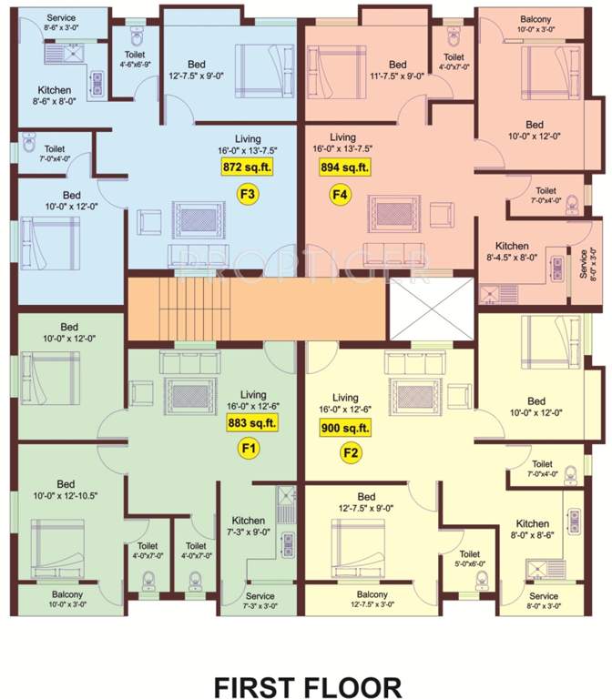 meridian builders kavins Kavins Cluster Plan for 1st Floor