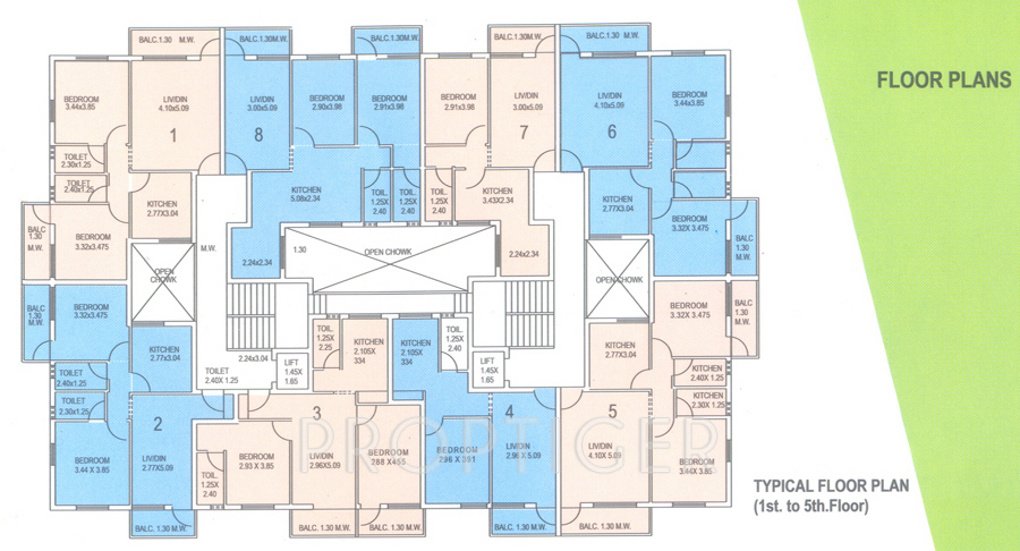 kurtarkar real estate jairam complex Cluster Plan from 1st to 5th Floor