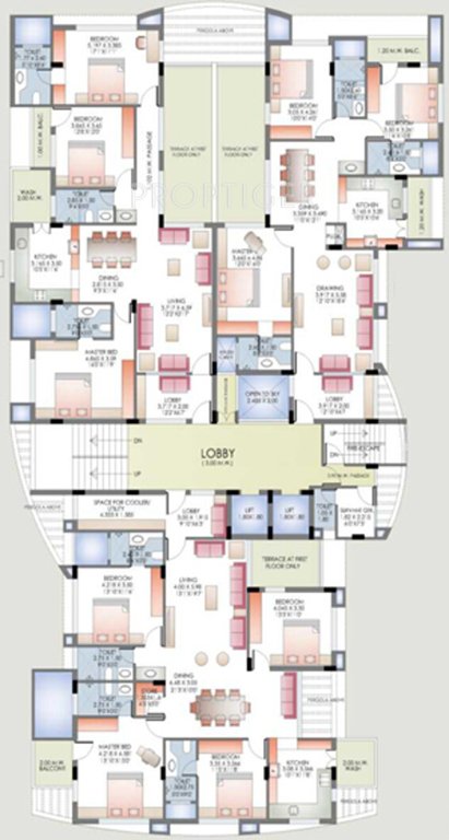 radiance erectors pvt. ltd fortune residency Cluster Plan from 1st to 7th Floor