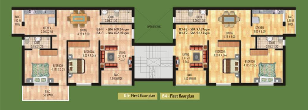 kurtarkar real estate hills Block B3 Cluster Plan for 1st Floor
