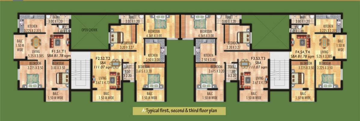 kurtarkar real estate hills Cluster Plan from 1st to 3rd Floor