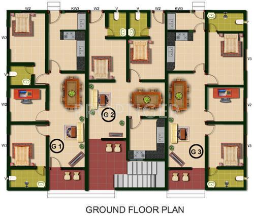 shanoor-projects-and-realtors-pvt-ltd zenana-apartments Cluster Plan Ground Floor