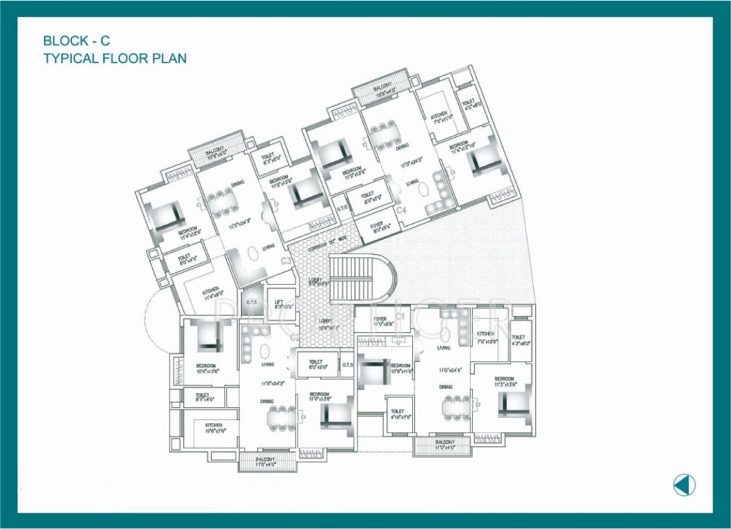 agni estates rainbow end Cluster Plan from 1st to 4th Floor