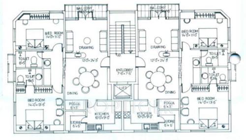 nanu-estates lakshmi-enclave Block A Cluster Plan from 1st to 3rd Floor
