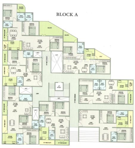 pnr-group soham-bicester-village Block A Cluster Plan from 1st to 4th Floor