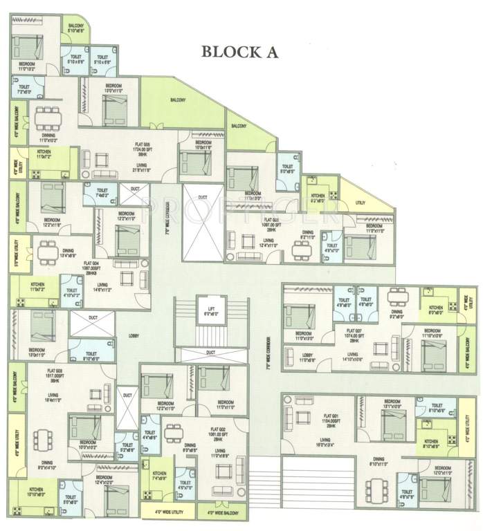 pnr group soham bicester village Block A Cluster Plan from 1st to 4th Floor