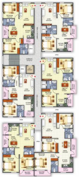 sree-malyadri-developer silver-oak  Silver Oak Cluster Plan from 1st to 4th Floor