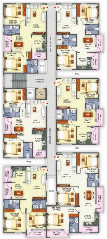 sree malyadri developer silver oak  Silver Oak Cluster Plan from 1st to 4th Floor