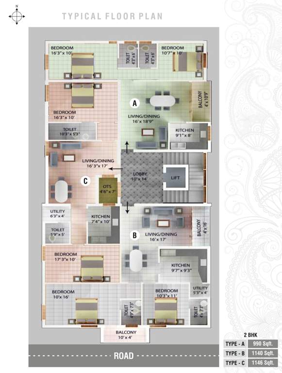  baala enclave Single Tower Typical Cluster Plan