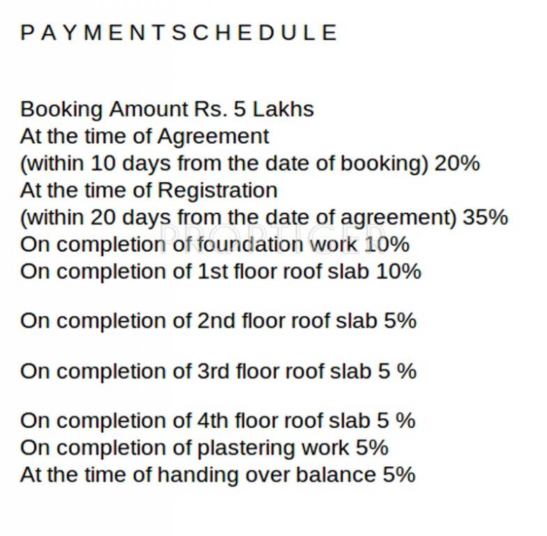 sri-kirhika-builders baala-enclave Payment Plan Payment Plan