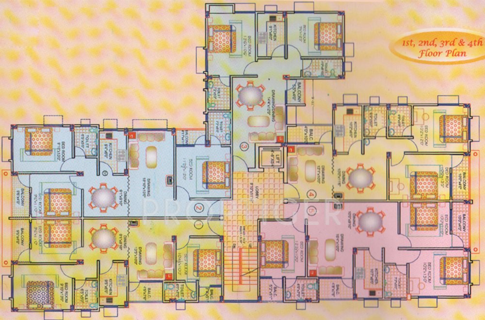 niagaree builders kashana kothi Cluster Plan from 1st to 4th Floor