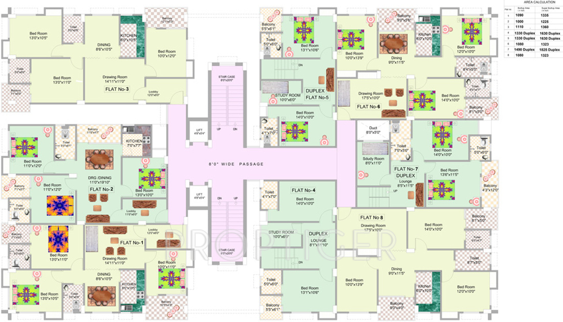 niagaree builders madhuban complex Even Floor Cluster Plan