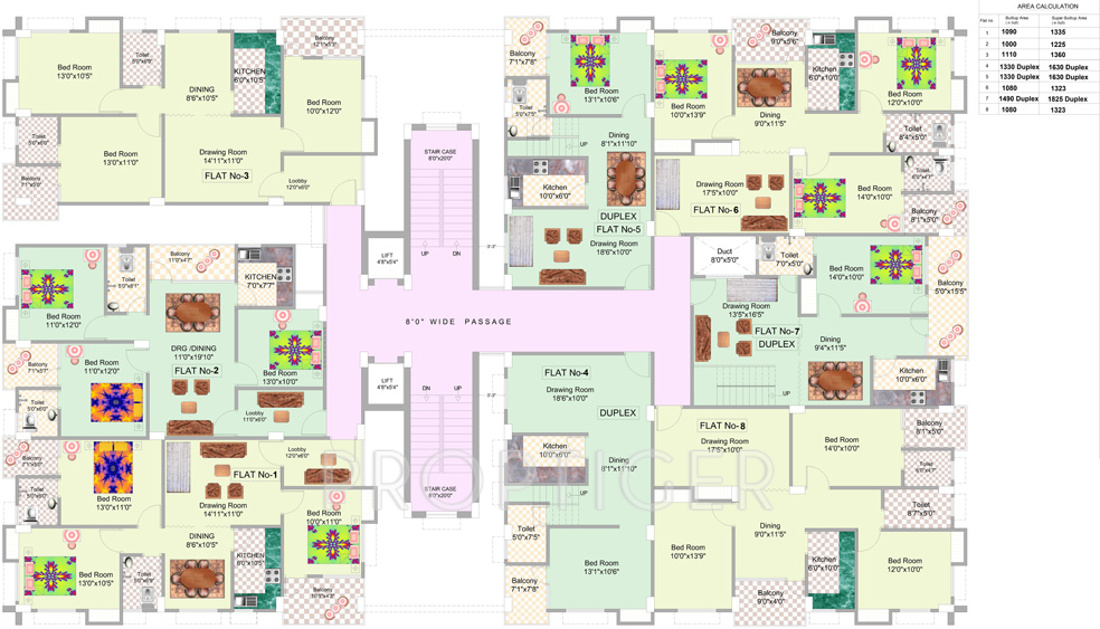 niagaree builders madhuban complex Odd Floor Cluster Plan