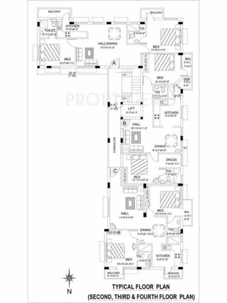 lmh-property little-town Cluster Plan from 1st to 4th Floor