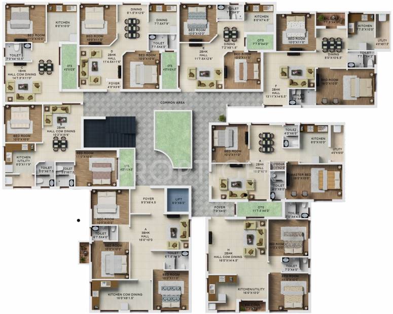 sri-kirhika-builders royal-enclave Cluster Plan from 1st to 4th Floor