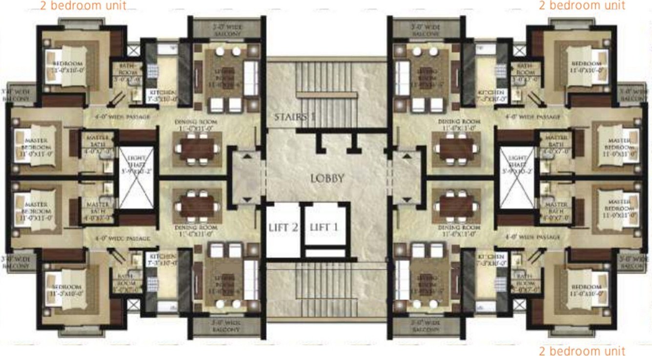  garden bay phase 1 Tower T1 Typical Cluster Plan