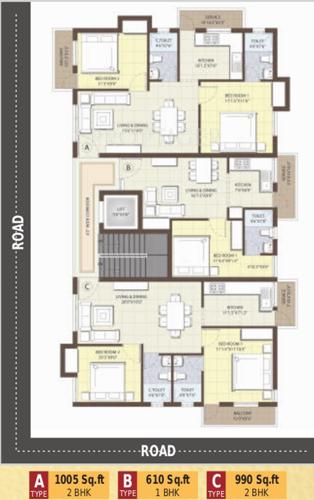 sri-kirhika-builders royal-residency Cluster Plan from ground to 2nd Floor