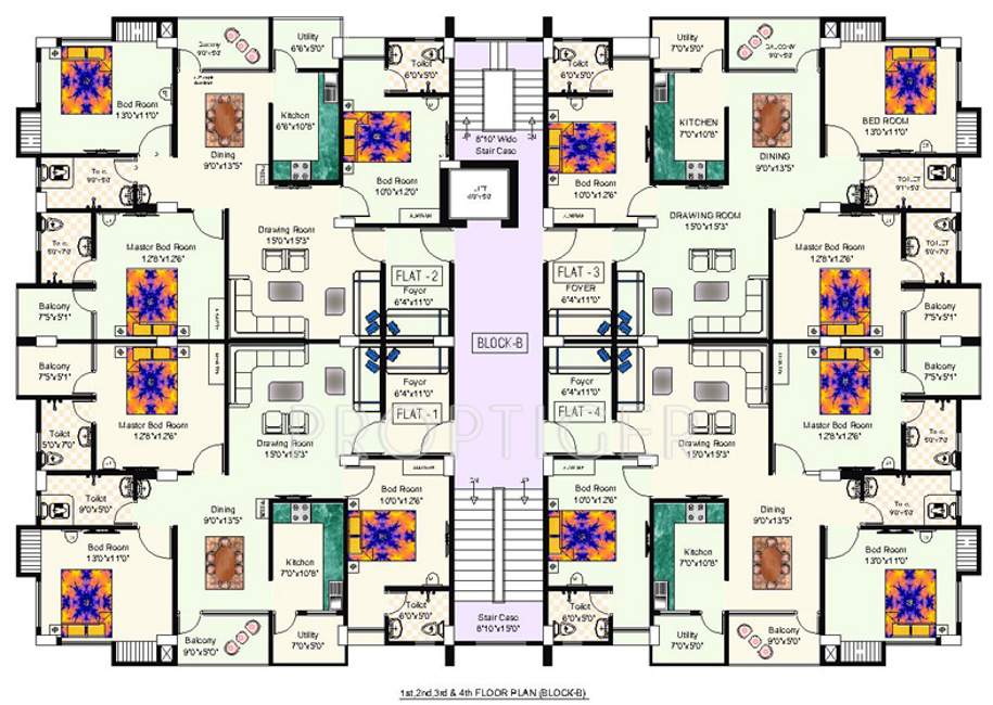 niagaree builders galaxy green Cluster Plan from 1st to 4th Floor